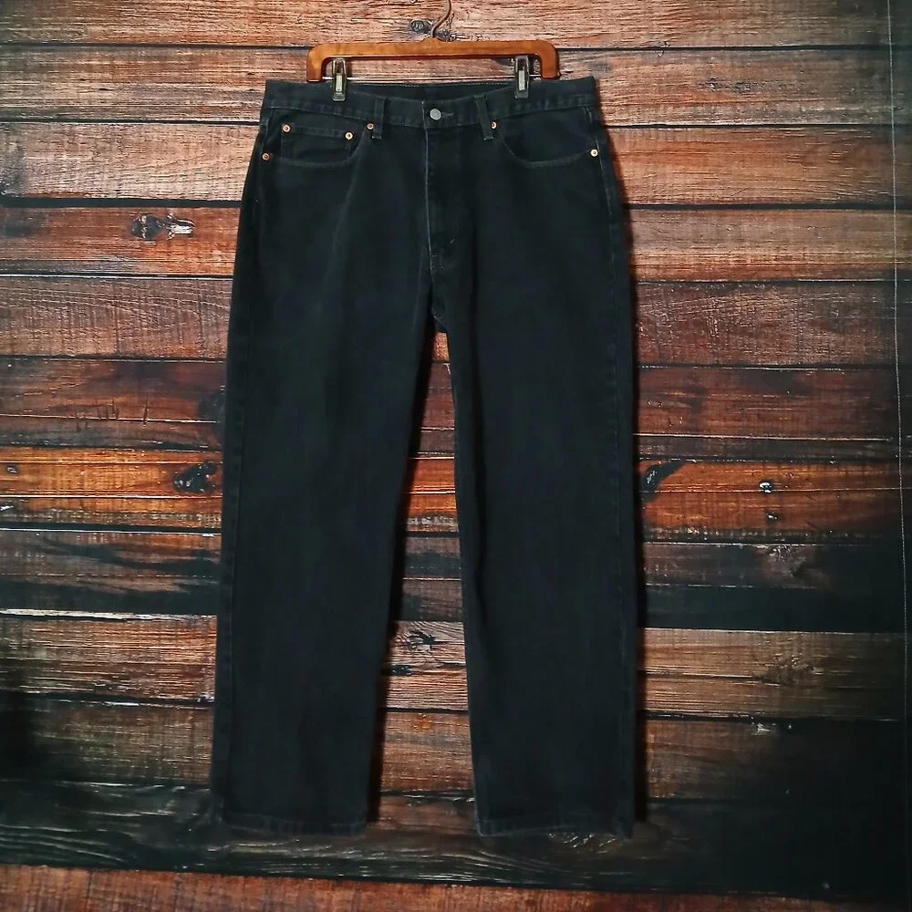 Levis Jeans 550 Relaxed Mens 38X29 Baggy 100% Cotton Black Denim